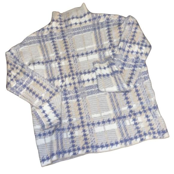 Rachel Zoe Large Houndstooth Knit Mock Turtleneck Fitted Sweater - Picture 10 of 13